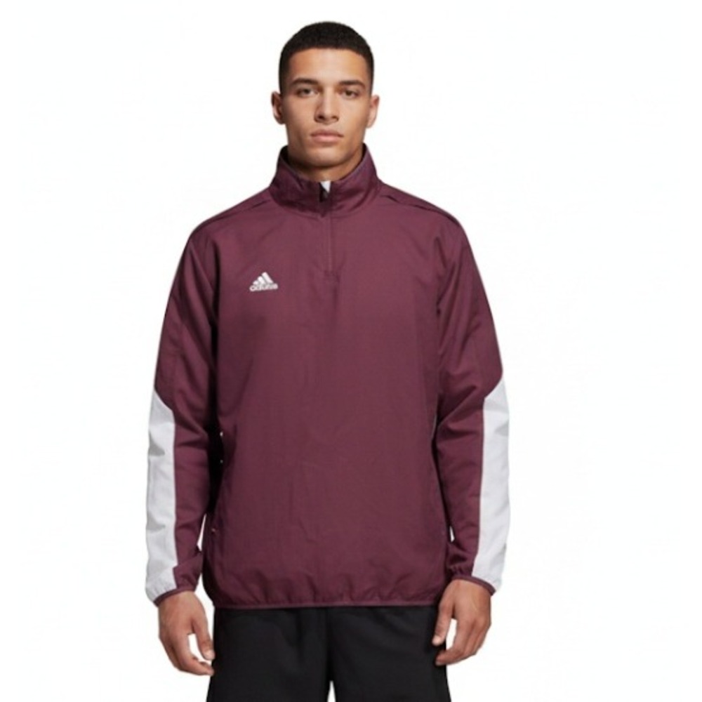 Adidas Pullover Windbreaker Jacket Burgundy White Athletic Women 2XL Athleisure